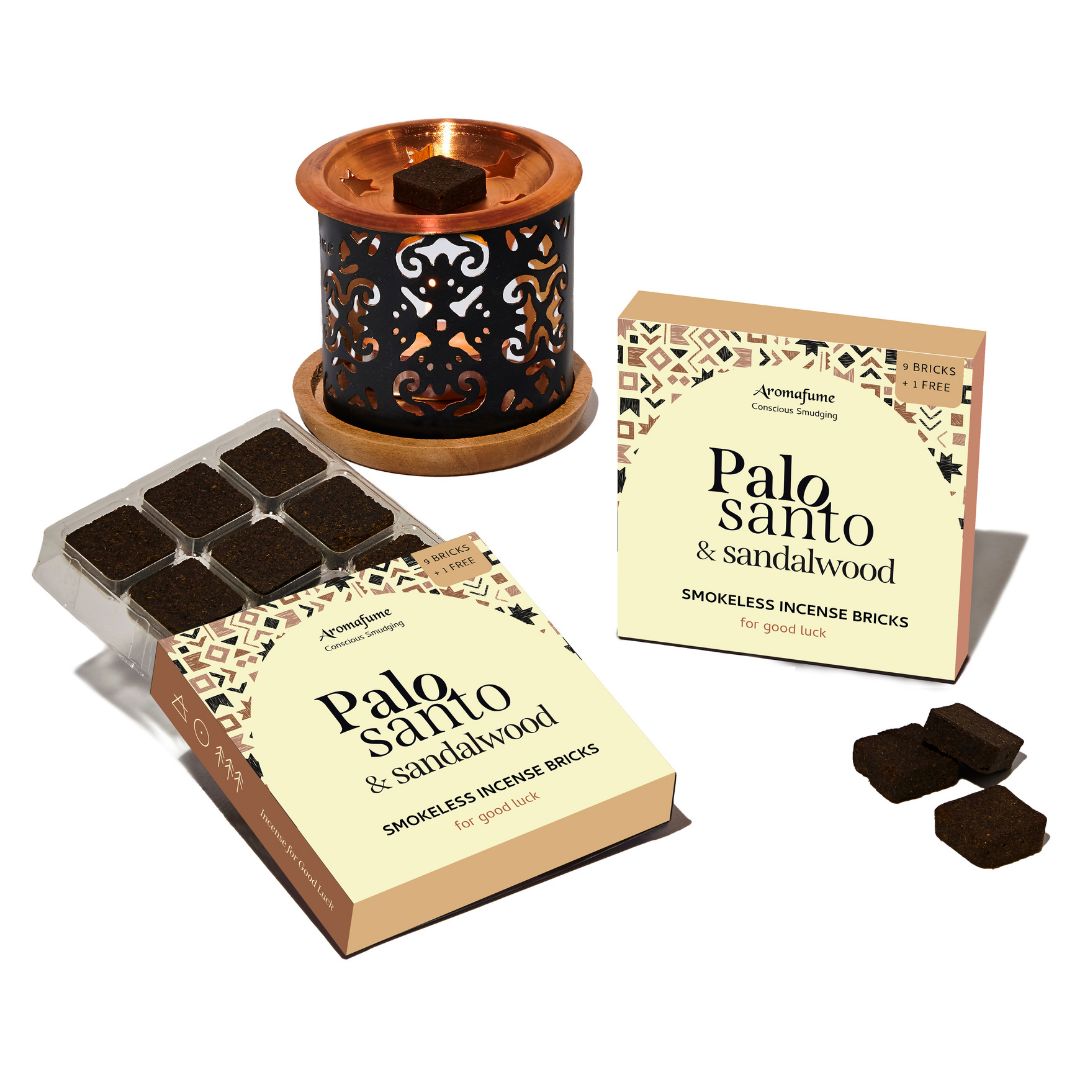 Palo Santo & Sandalwood Incense Bricks and Burner Set