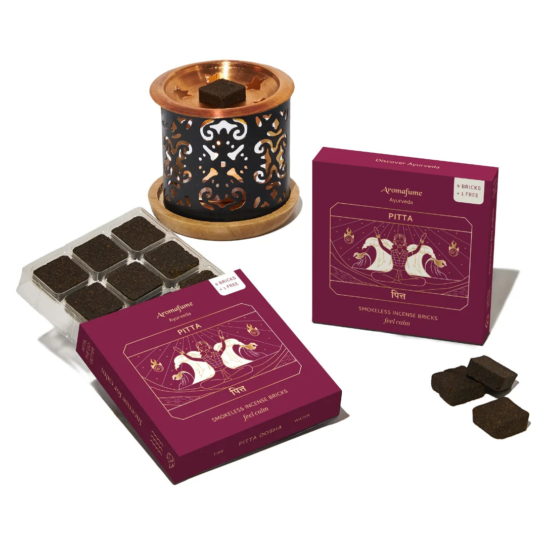 Pitta Dosha Incense Bricks & Burner Set