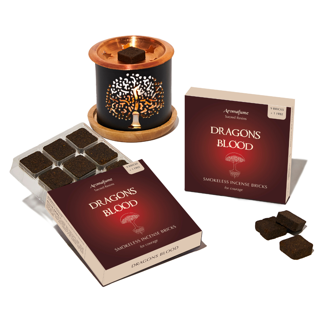 Dragon's Blood smokeless incense bricks and tree of life burner
