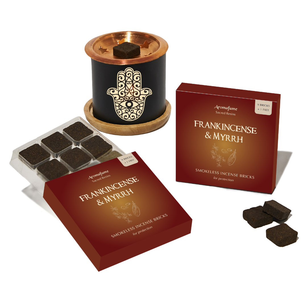 Frankincense & Myrrh Incense Bricks & Burner Set