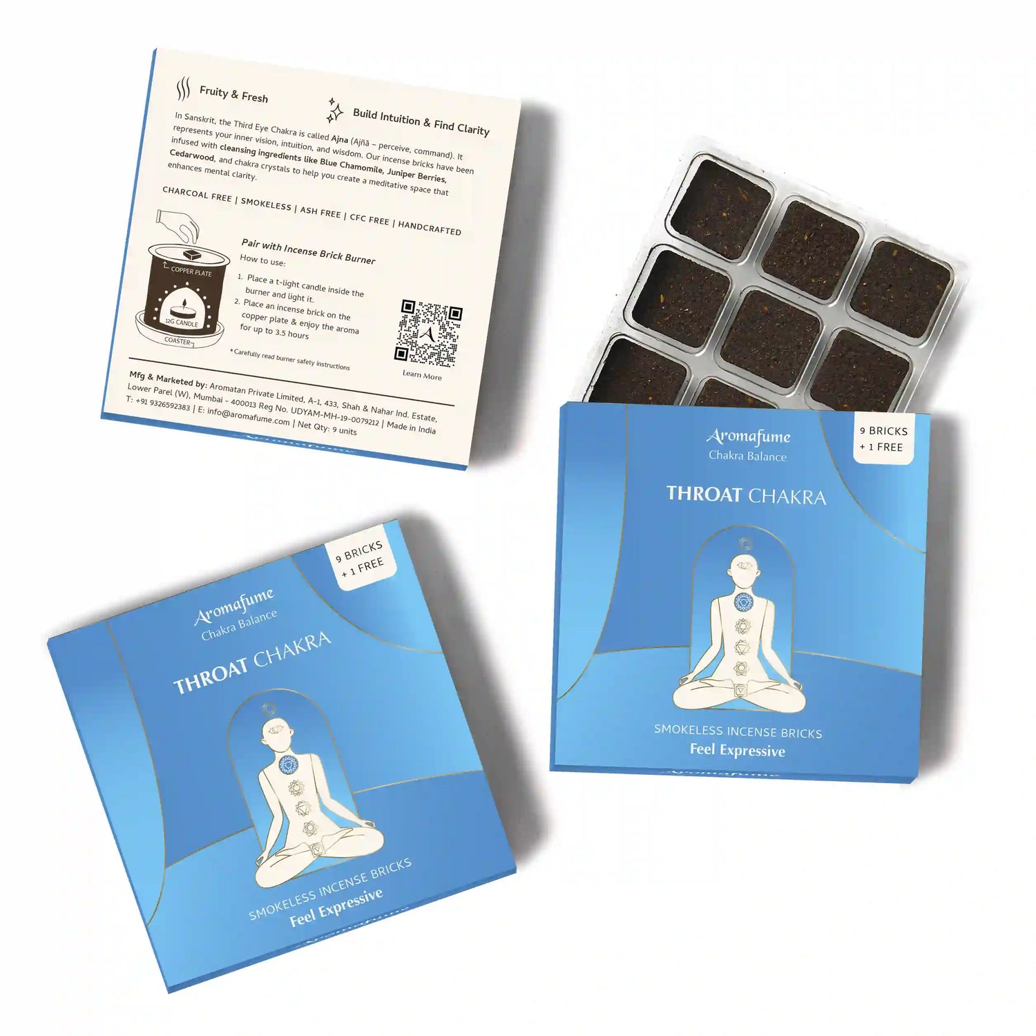 5th - Throat Chakra Chakra Incense Bricks Refill Pack