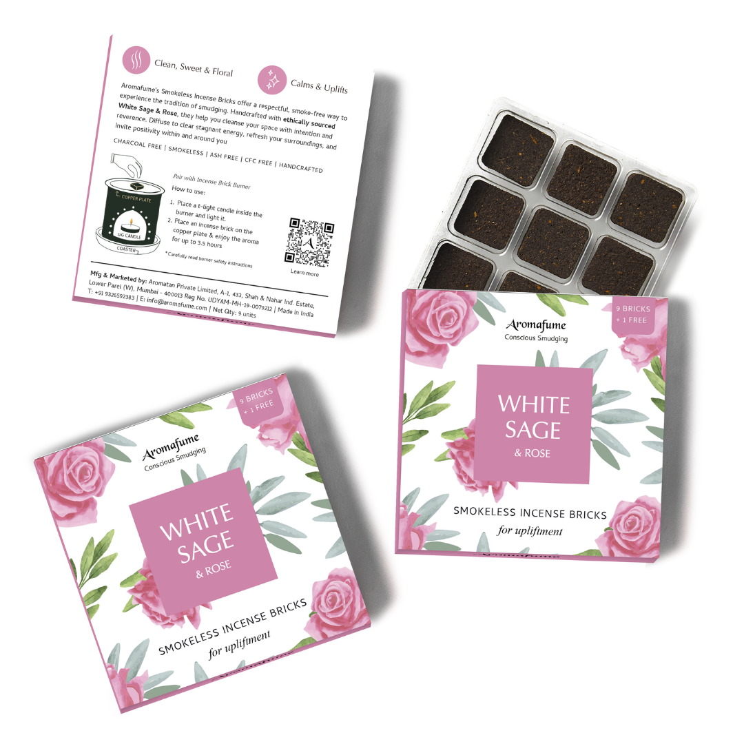 White Sage & Rose Incense Bricks Refill Pack