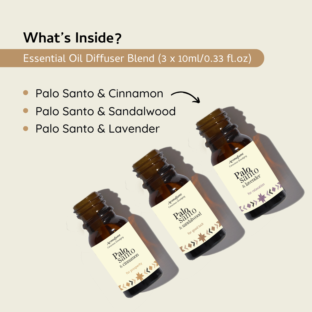 Palo Santo & Cinnamon, Palo Santo & Sandalwood, Palo Santo & Lavender Essential Oil
