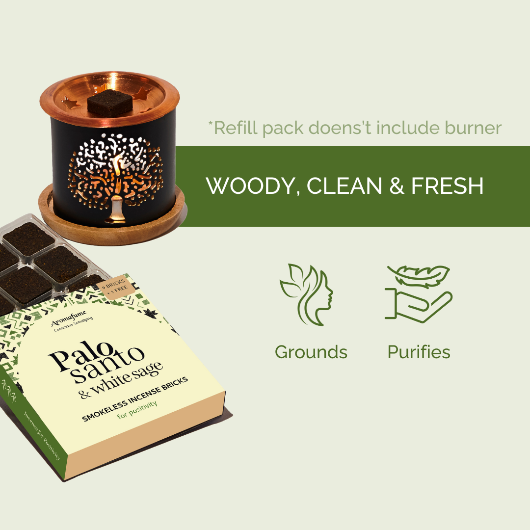 Palo Santo & White Sage Incense Bricks and Burner Set