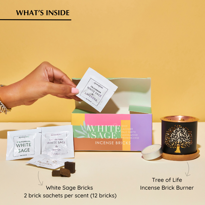 White Sage Incense Bricks & Burner - Gift Set