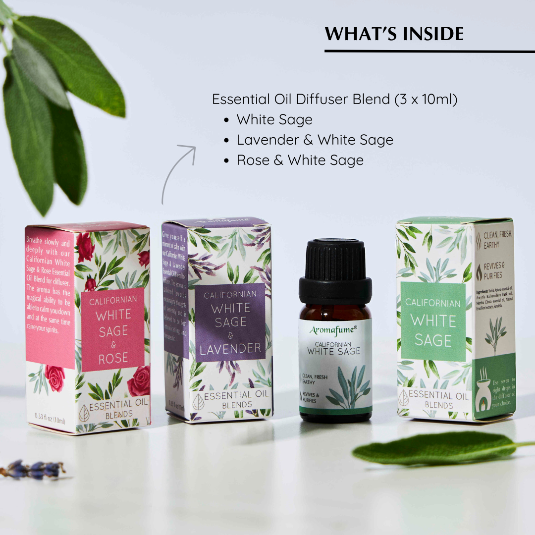White Sage, Lavender & White Sage, Rose & White Sage Essential Oil Diffuser Blend