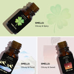 Citrusy, floral, and sweet scent profiles of Path to Prosperity Oils – uplifting & energizing aromatherapy blends.