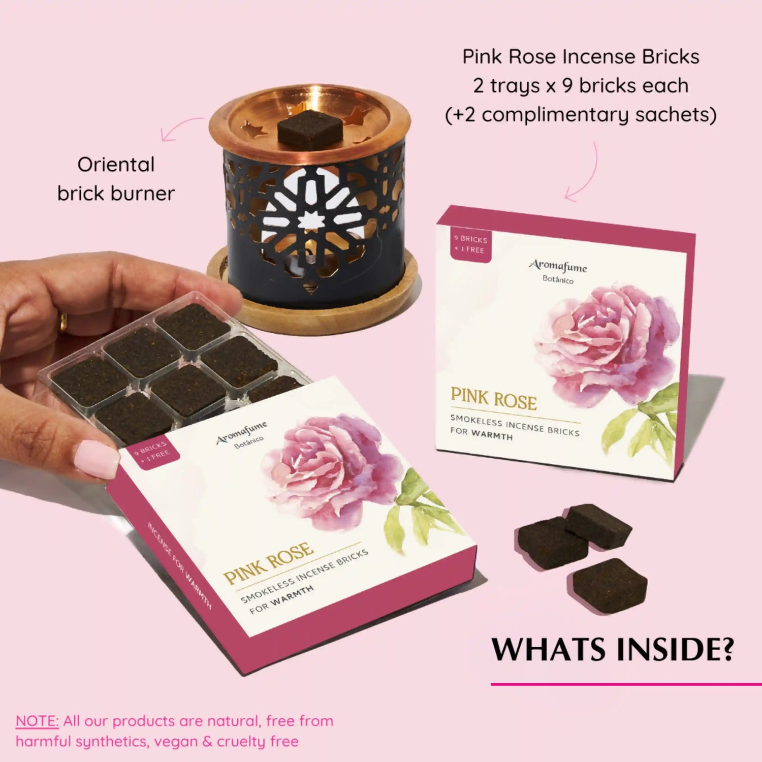 Pink Rose Smokeless Incense Bricks - Revamped packaging to give a fresh look.