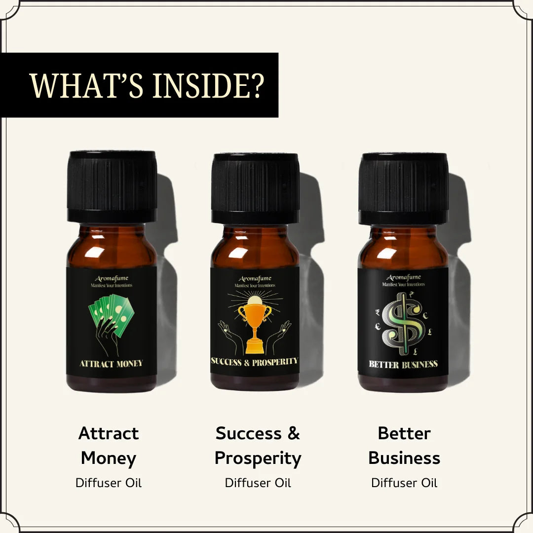 Set of 3 Professional Success Oils – Attract Money, Success & Better Business. Infused with herbs for career success.