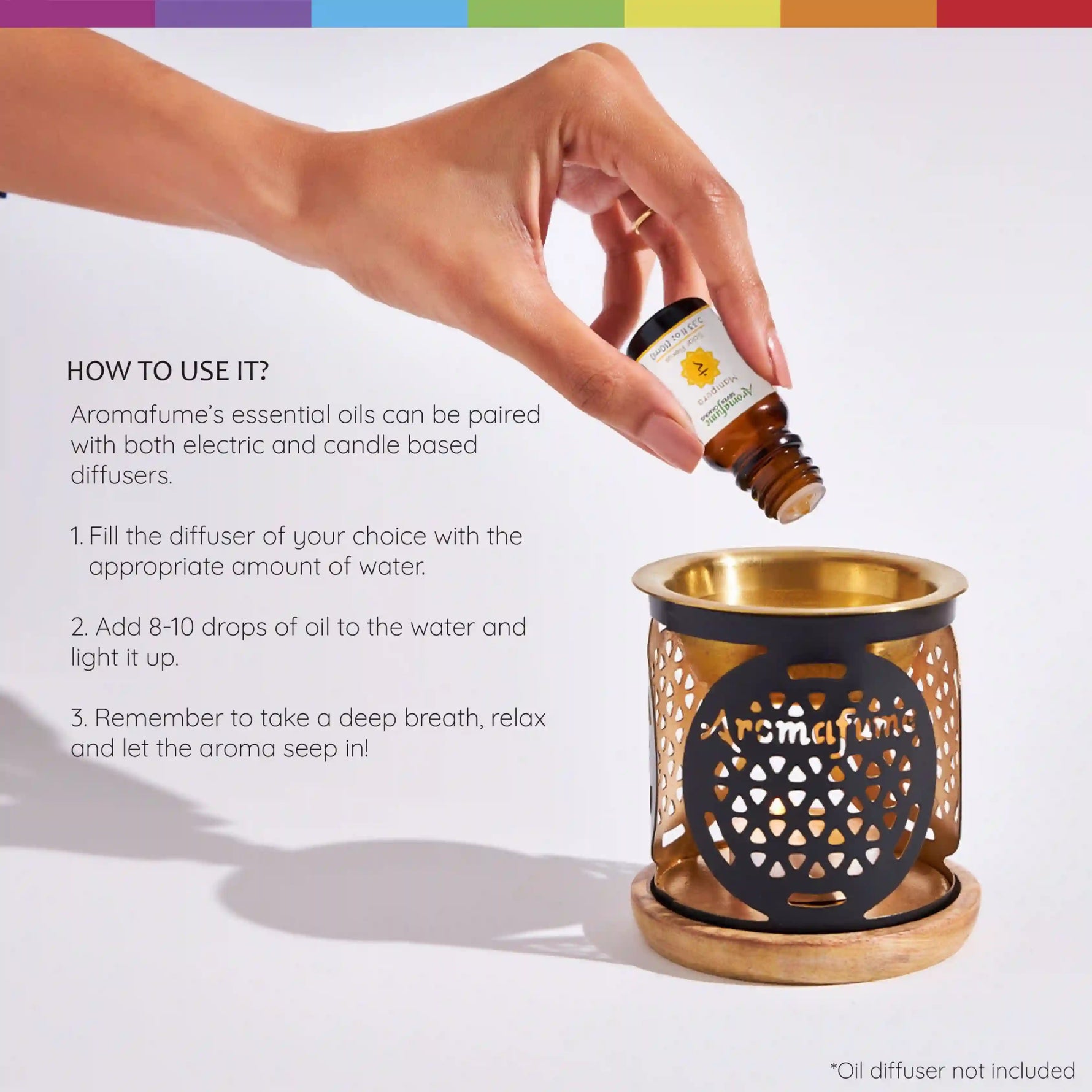 How to use - Pour few drops in bowl with water let aroma diffuse breathe in and relax
