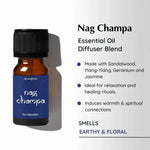 Nag Champa Essential Oil: Handcrafted essential oil and made of Jasmine, Sandalwood, Ylang Ylang, Geranium and more. 