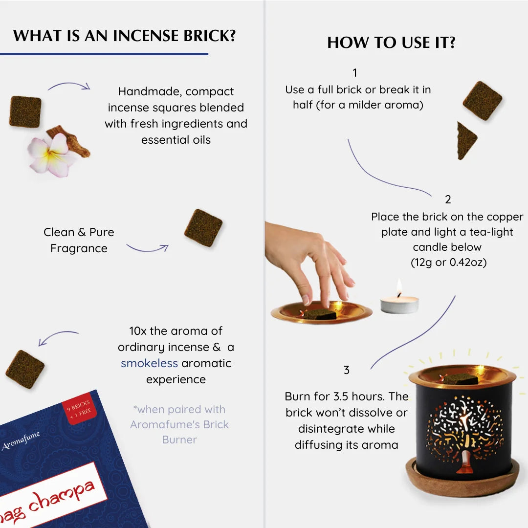 How To Use - Place natural, non-toxic, charcoal-free incense on burner and light