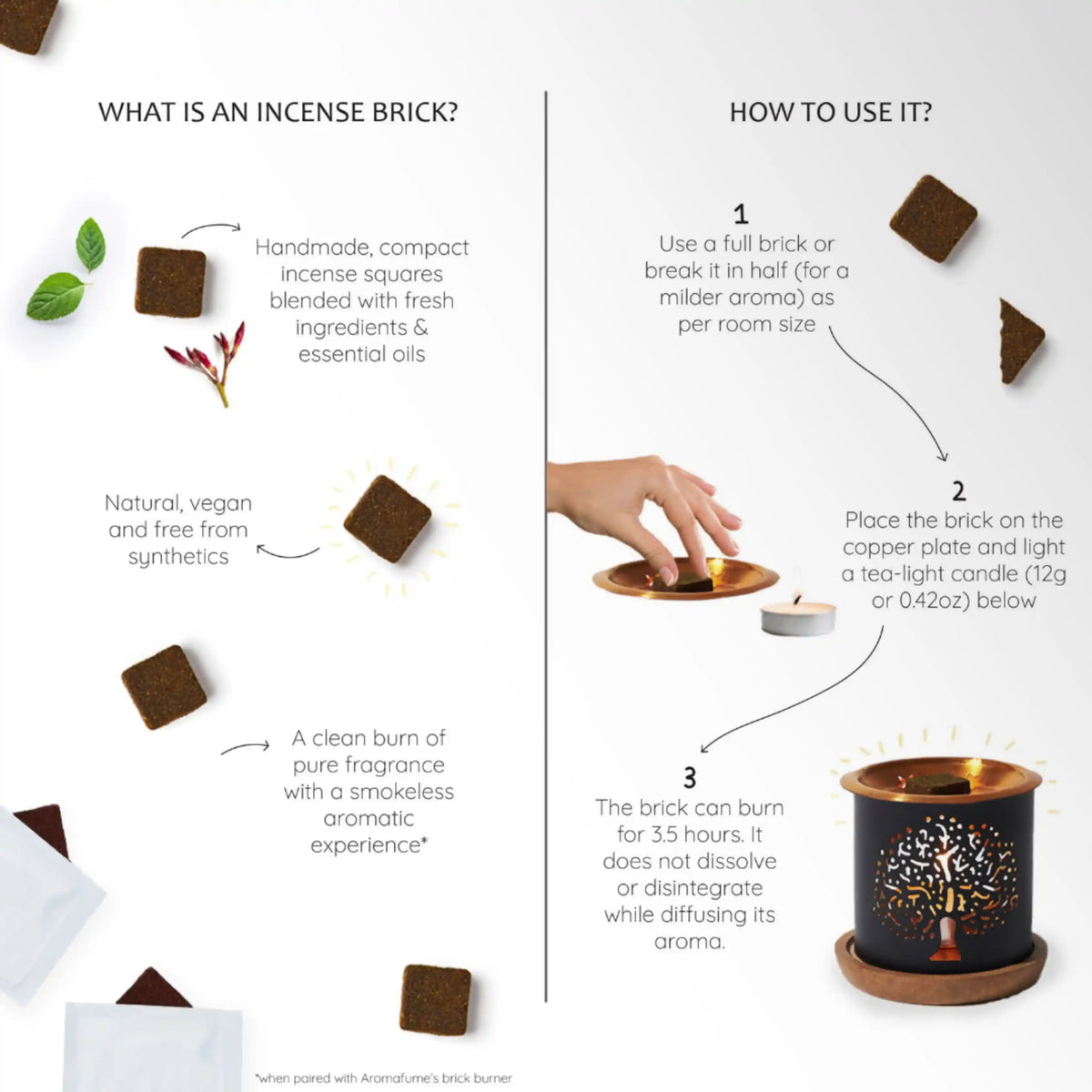 How To Use - Place natural, non-toxic, charcoal-free incense on burner and light