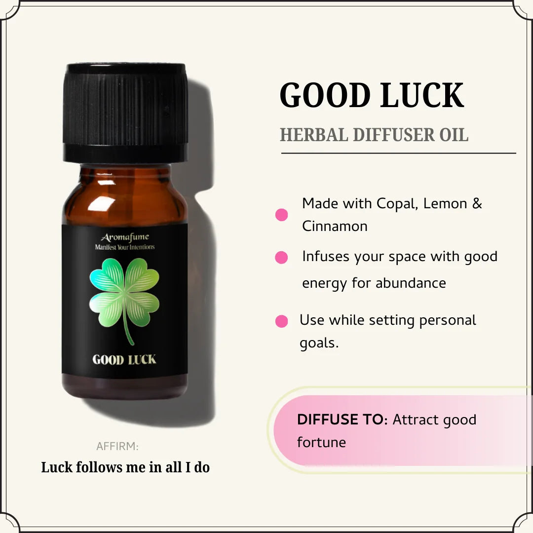 Good Luck Oil attracts fortune, enhances positivity & invites prosperous opportunities into your life.