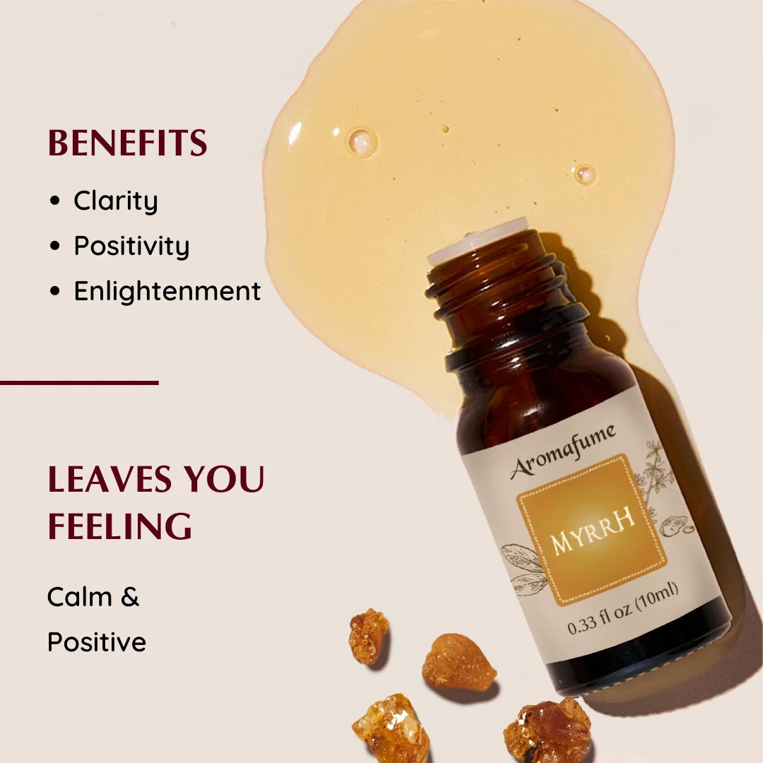 Myrrh oil: Grounds energy, balances emotions, and supports spiritual focus