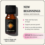 Manifest new ventures & fresh starts with New Beginnings Oil, infused with palo santo & copal for renewal & clarity.