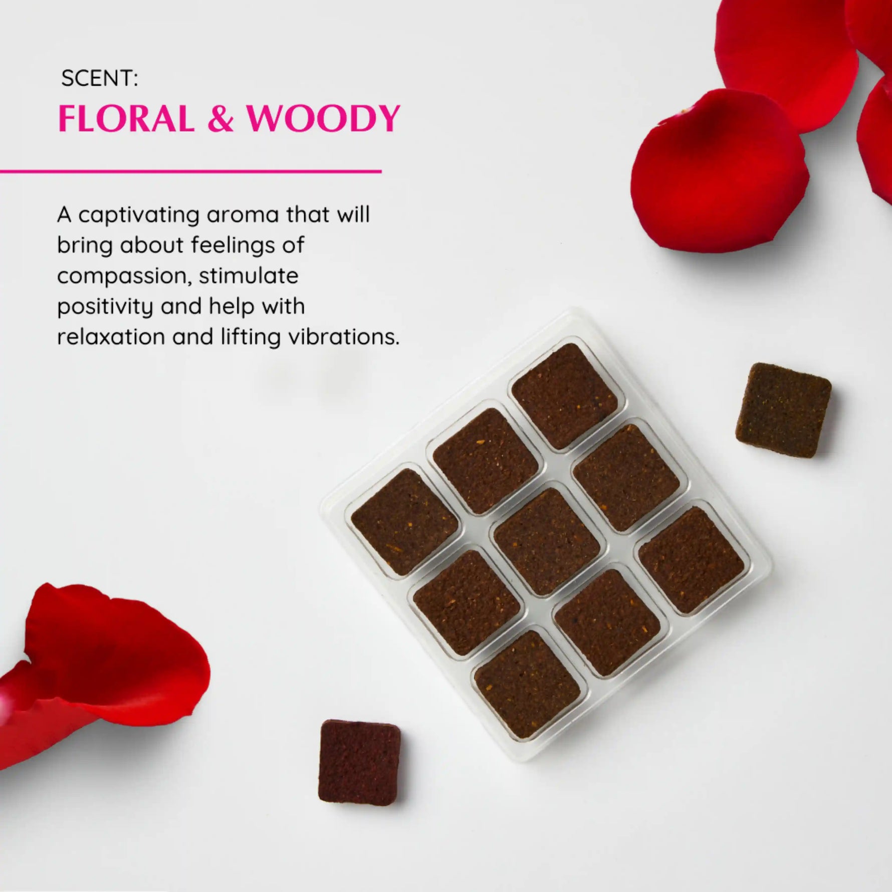 Smells Floral and woody - has a captivating aroma that will bring feelings of compassion and help with relaxation