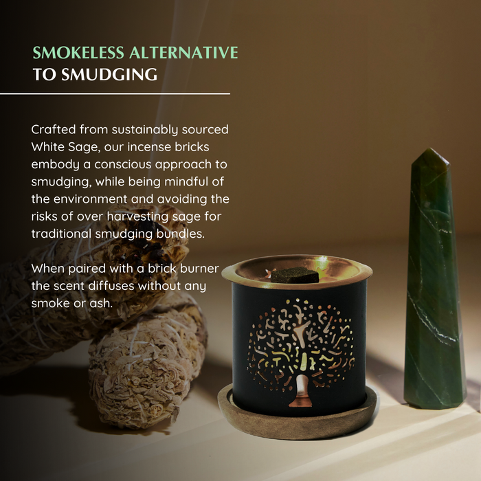 White Sage Incense Bricks & Burner - Gift Set