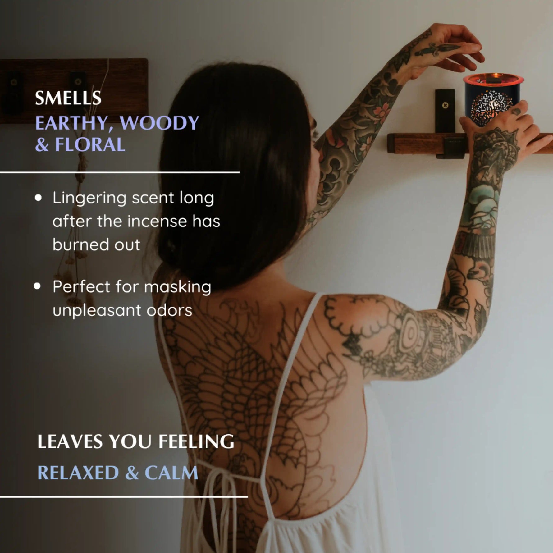 Nag Champa smokeless incense to mask unpleasant odors