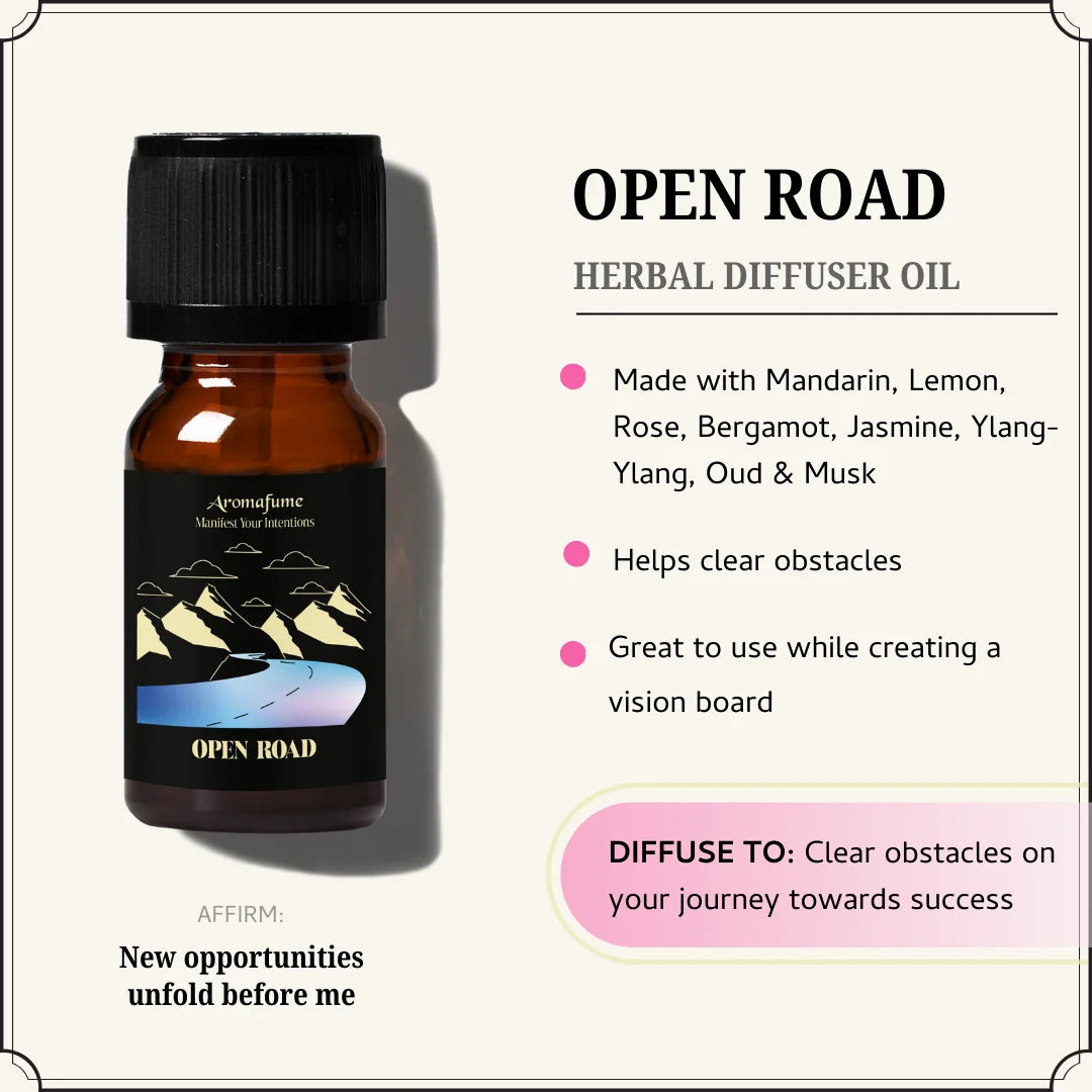 Open Road Oil clears obstacles, promotes new beginnings & paves the way for success and abundance.