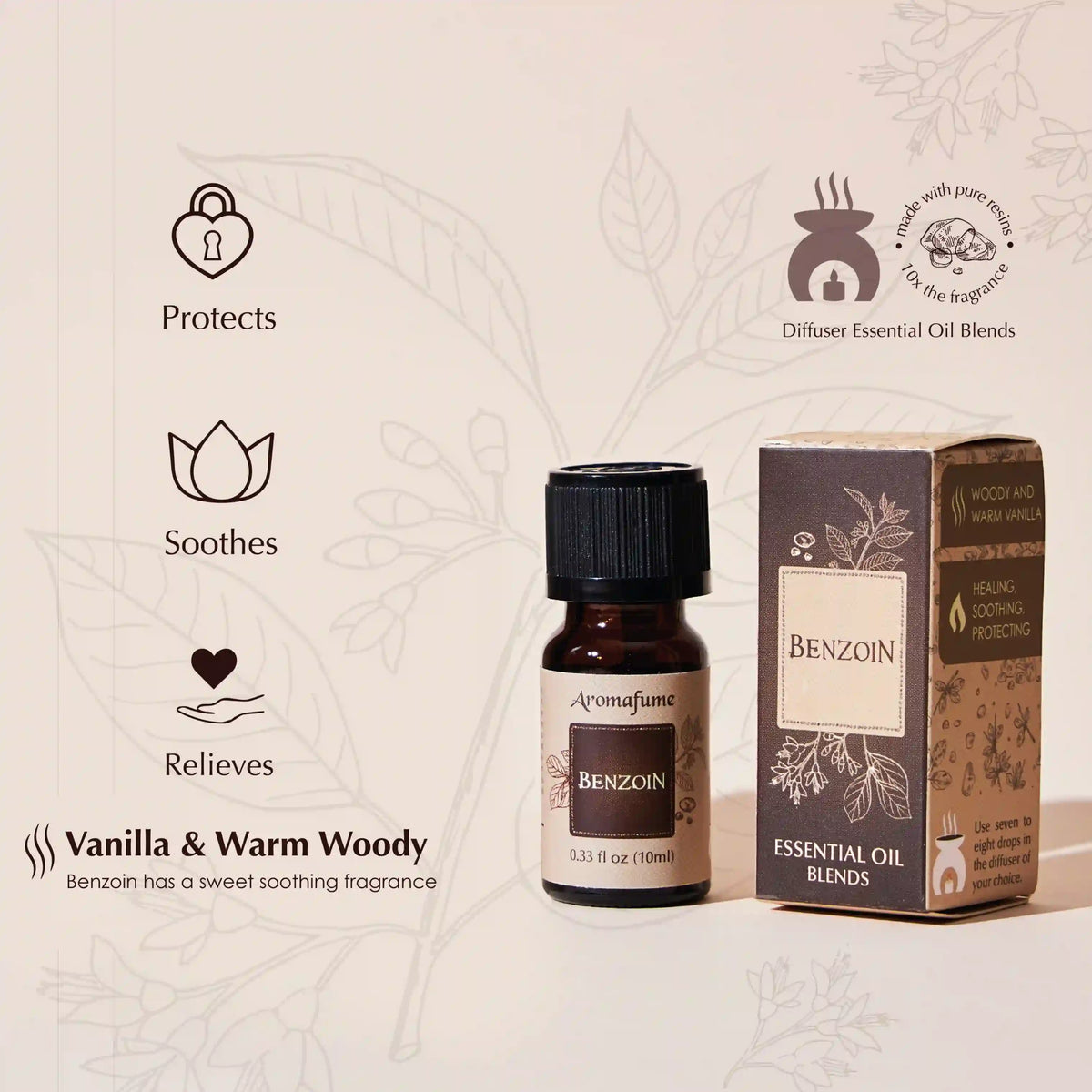 Benzoin is ideal for raising soothing and smells sweet and warm woody