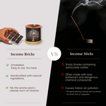 Our Incense Bricks are smokeless, no mess and no ash, easy to use, handcrafted with natural ingredients
