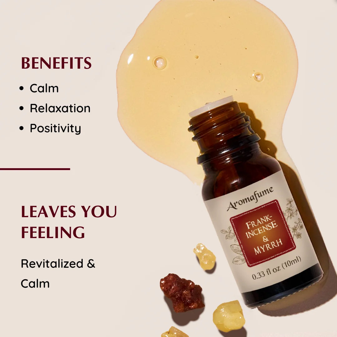 Frankincense & Myrrh oil: Deepens introspection, balances emotions, and enhances spiritual calm