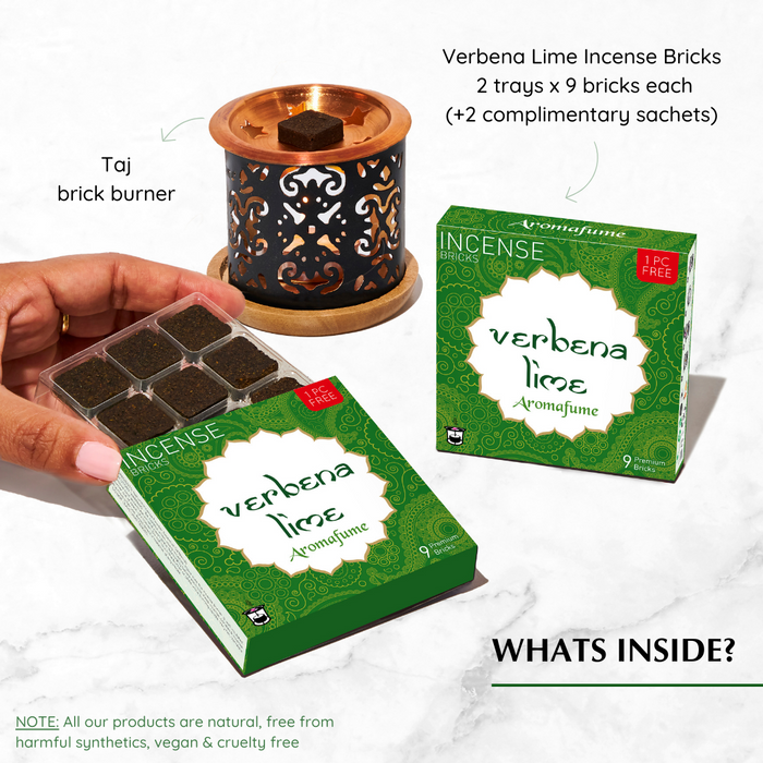 Verbena Lime Incense Bricks & Burner Set