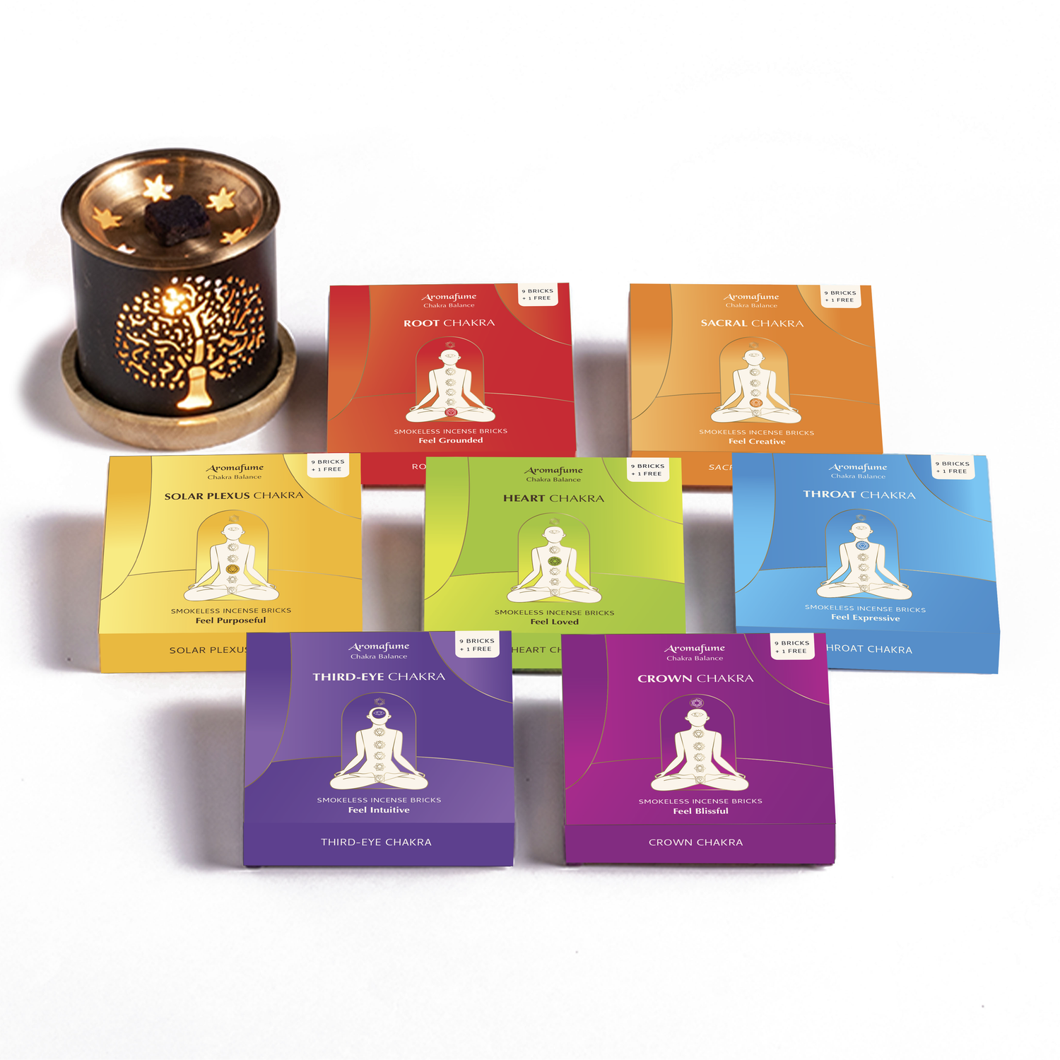 7 Chakra Incense Bricks & Burner - Super Set